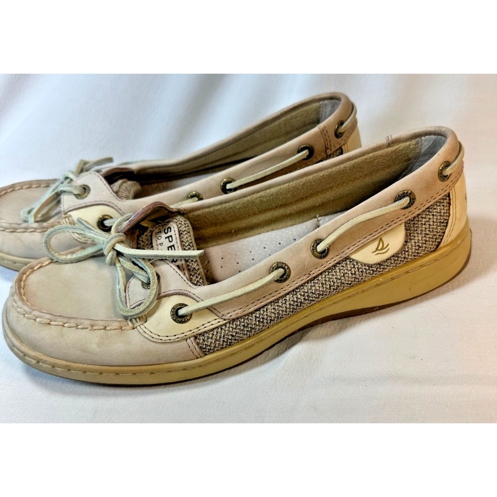 NEW Sperry Top Sider Women's Size 7.5 M Angelfish Boat Shoes Linen/Oat - Picture 2 of 9